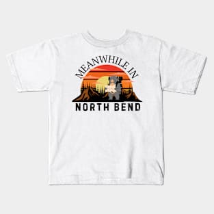 Funny Bigfoot Riding a Zebra Meanwhile In North Bend Kids T-Shirt